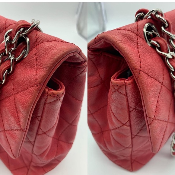 Authentic Chanel classic maxi soft caviar single flap in SHW - Picture 13 of 15